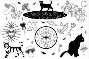 disegnato Magia collezione clipart nel vettore. vettore