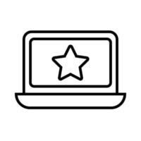 computer portatile con icona di stile della linea a stella vettore
