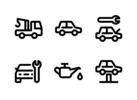semplice set di icone di linea del vettore di servizio auto
