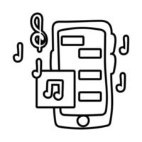 smartphone cose online con lo stile della linea musicale vettore