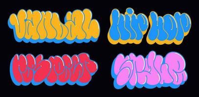 multicolore sfondo, graffiti lettere, luminosa colorato iscrizioni nel il stile di graffiti strada arte vettore