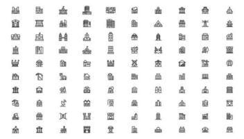 impostato di edificio icone, come come città, appartamento, condominio, cittadina. schema icone collezione. vettore