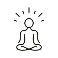 yoga, relax, zen e meditare linea icona. persona sedersi nel loto posa lineare pittogramma. benessere, spirituale corpo esercizio schema simbolo. salutare stile di vita. modificabile ictus. isolato vettore illustrazione.