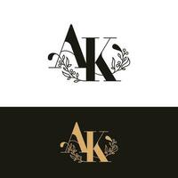 disegnato a mano nozze monogramma ak logo vettore