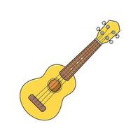 giallo ukulele isolato su bianca sfondo, vettore illustrazione, ukulele classico retrò stile nel vacanza estate concetto, piccolo chitarra