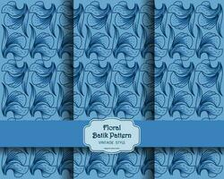 blu Vintage ▾ floreale batik modello vettore