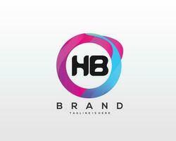 iniziale lettera hb logo design con colorato stile arte vettore