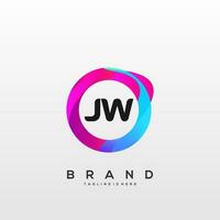 lettera jw pendenza colore logo vettore design