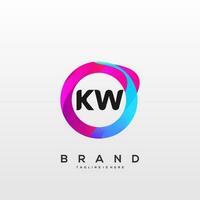 lettera kw pendenza colore logo vettore design