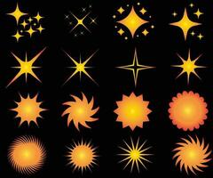minimalista colore stelle icona, scintillio stella forma simboli. moderno geometrico elementi, splendente stella icone, astratto scintillare nero sagome simbolo vettore impostato