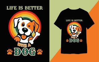Vintage ▾ cane maglietta design.t-shirt design per animale domestico amante. vettore