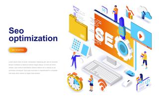 Ottimizzazione SEO concetto moderno isometrico design piatto vettore