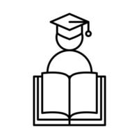 sito web della lezione del libro di laurea dell'istruzione online e icona dello stile della linea dei corsi di formazione mobile vettore