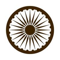 felice giorno dell'indipendenza india ashoka ruota emblema nazionale silhouette icona di stile vettore