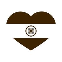 felice giorno dell'indipendenza india bandiera a forma di bandiera patriottismo silhouette icona di stile vettore