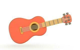 3d realistico acustico chitarra per musica concetto design nel plastica cartone animato stile. vettore illustrazione