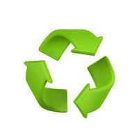 verde 3d icona frecce riciclare eco simbolo. terra giorno, ambiente giorno, ecologia concetto. vettore illustrazione