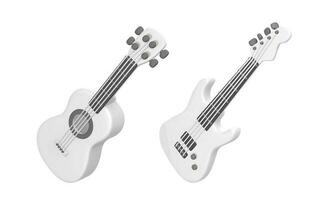 3d realistico elettrico e acustico chitarra per musica concetto design nel plastica cartone animato stile. vettore illustrazione