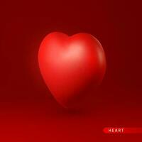 3d rosso cuore. amore simbolo isolato su rosso sfondo. vettore illustrazione