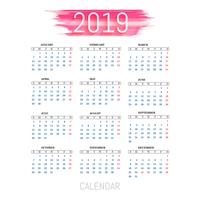 Vettore di modello di calendario colorato moderno 2019