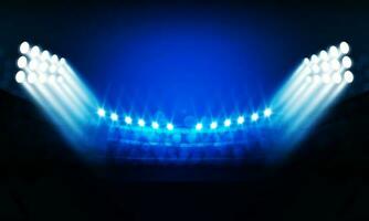 calcio arena campo con luminosa stadio luci per gli sport e combattimento concorrenza vettore design