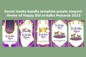 sociale media storia fascio modello viola elegante tema di contento eid al-Adha mubarak 2023 vettore