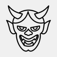 icona hannya maschera. Giappone elementi. icone nel linea stile. bene per stampe, manifesti, logo, annuncio, infografica, eccetera. vettore