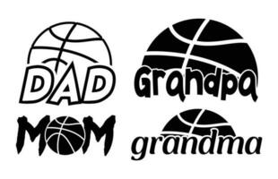 pallacanestro papà mamma Nonno nonna t camicia design fascio, vettore pallacanestro t camicia disegno, pallacanestro camicia tipografia t camicia design collezione