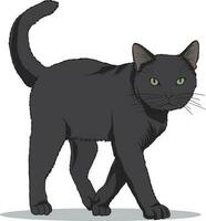 illustrazione di nero gatto a piedi vettore