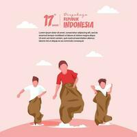Indonesia indipendenza giorno celebrazione con sacco gara concorrenza vettore