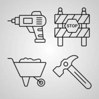 semplice set di icone della linea del vettore di costruzione