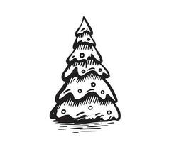 set di alberi di natale, illustrazioni disegnate a mano. vettore