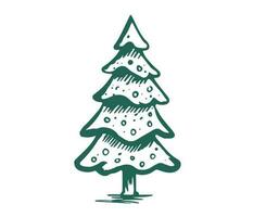 set di alberi di natale, illustrazioni disegnate a mano. vettore