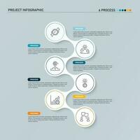 Infografica piazza design con icone e 6 opzioni o passi. vettore