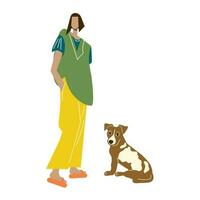 donna con un' cane. vettore illustrazione isolato su bianca sfondo. minimalismo. animali domestici.