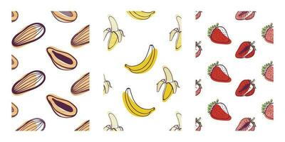 senza soluzione di continuità modello frutta, Banana, fragola, papaia, impostato di modelli vettore