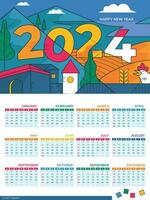 calendario 2024 design con moderno illustrazione vettore
