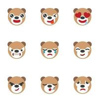 impostato di carino orso emoticon.orso viso icona su bianca sfondo vettore