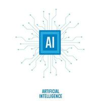 artificiale intelligenza logo disegno, artificiale intelligenza processore chip, macchina apprendimento, inteligente robotica e nube calcolo Rete digitale ai tecnologia vettore