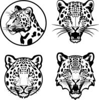 leopardo testa logo vettore stampino impostato