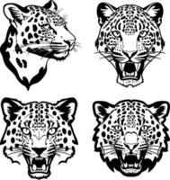 leopardo testa logo vettore stampino impostato