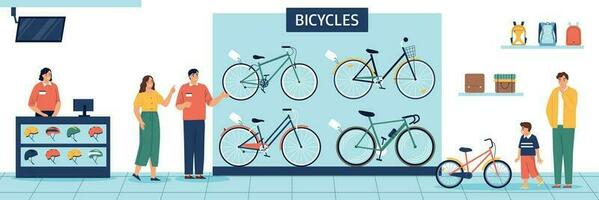 biciclette memorizzare piatto composizione vettore