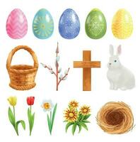 realistico Pasqua icone collezione vettore