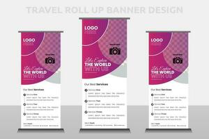 roll up banner design vettore