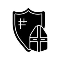 icona del glifo nero con armatura da cavaliere vettore