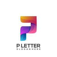 lettera p logo colorato gradiente disegno vettoriale