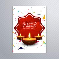 Poster con un diya per diwali design colorato modello flyer vettore