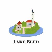 il lago di bled è un lago nelle Alpi Giulie della regione dell'alto carniolano della Slovenia nordoccidentale vettore