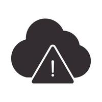 icona di avviso dati di cloud computing avviso attenzione pericolo punto esclamativo precauzione silhouette stile design vettore