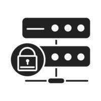sicurezza informatica e informazioni o protezione della rete database server tecnologia icona stile silhouette vettore